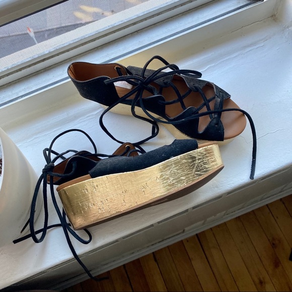 See By Chloe Shoes - See by Chloe Liana lace gold black platform shoes